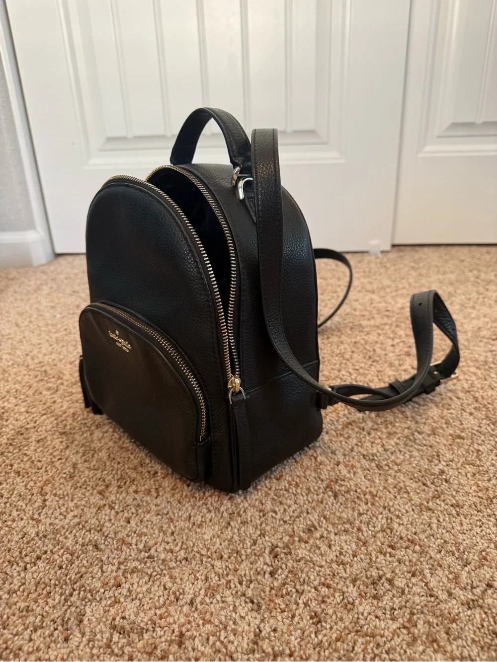 kate spade Black Pebbled Leather Mini Dome Backpack